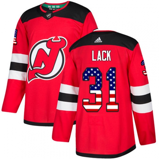 Men's Adidas New Jersey Devils #31 Eddie Lack Authentic Red USA Flag Fashion NHL Jersey - Ujersey