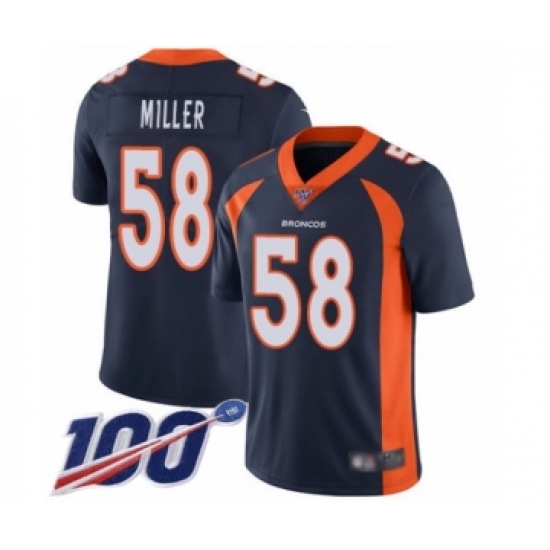 Men's Nike Denver Broncos #58 Von Miller Navy Blue Alternate Vapor Untouchable Limited Player 100th Season NFL Jersey - Ujersey