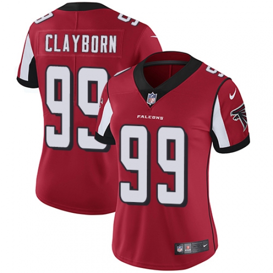 Women's Nike Atlanta Falcons #99 Adrian Clayborn Red Team Color Vapor Untouchable Limited Player NFL Jersey - Ujersey