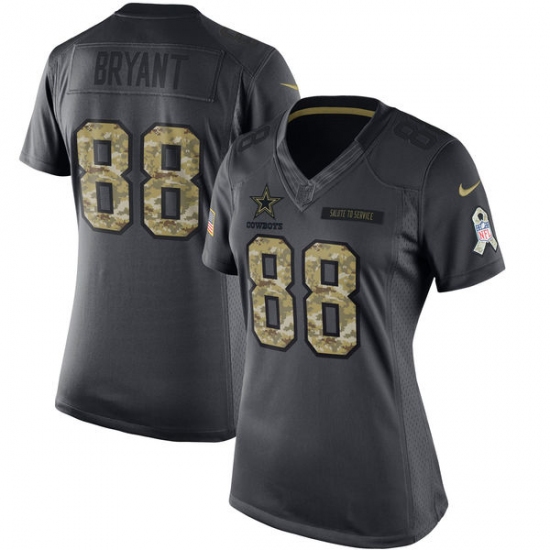 Women's Nike Dallas Cowboys #88 Dez Bryant Limited Black 2016 Salute to Service NFL Jersey - Ujersey