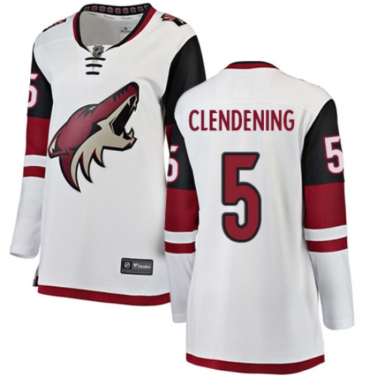 Women's Arizona Coyotes #5 Adam Clendening Authentic White Away Fanatics Branded Breakaway NHL Jersey - Ujersey