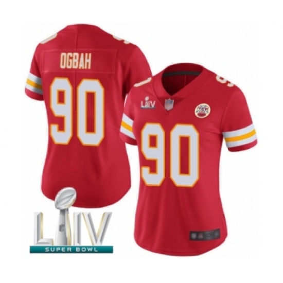 Women's Kansas City Chiefs #90 Emmanuel Ogbah Red Team Color Vapor Untouchable Limited Player Super Bowl LIV Bound Football Jersey - Ujersey