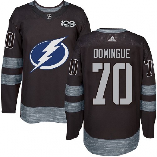 Men's Adidas Tampa Bay Lightning #70 Louis Domingue Authentic Black 1917-2017 100th Anniversary NHL Jersey - Ujersey
