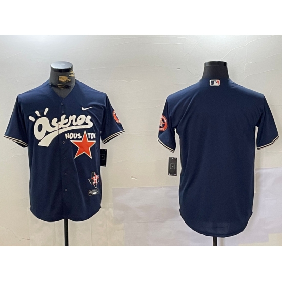 Men's Houston Astros Blank Navy Cactus Jack Vapor Premier Stitched Baseball Jersey - Ujersey