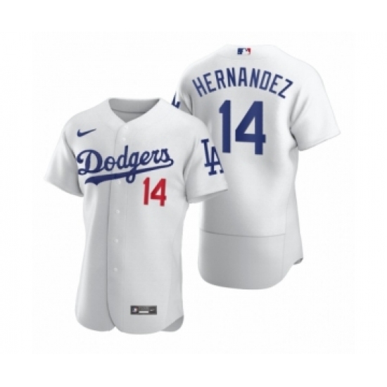 Men's Los Angeles Dodgers #14 Enrique Hernandez Nike White 2020 Authentic Jersey - Ujersey