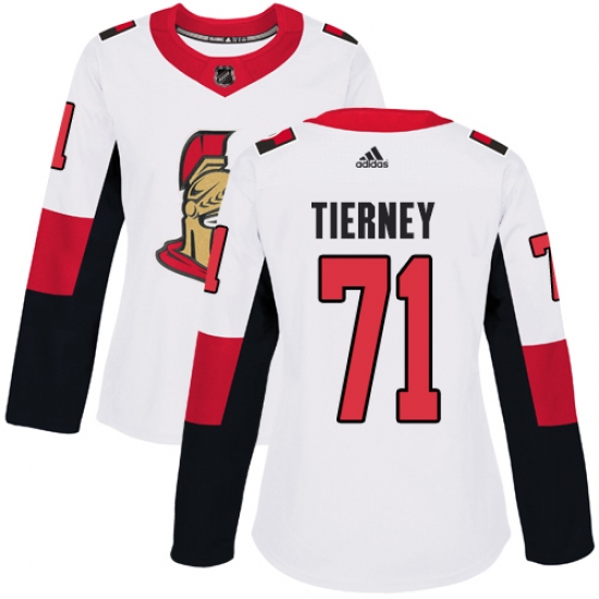 Women's Adidas Ottawa Senators #71 Chris Tierney Authentic White Away NHL Jersey - Ujersey
