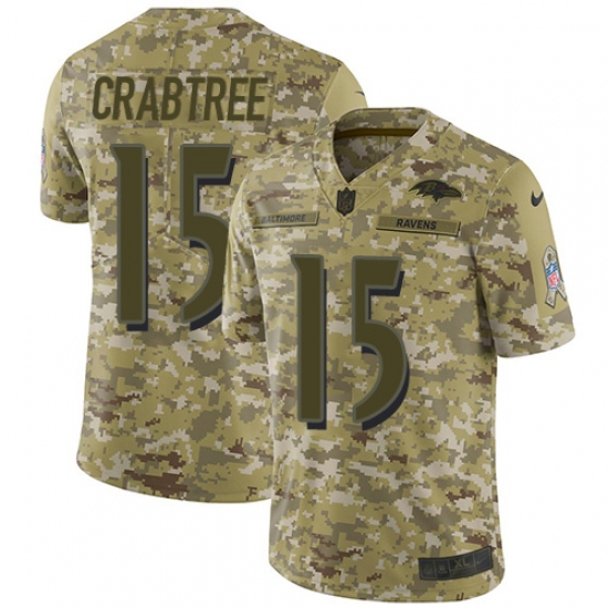 Youth Nike Baltimore Ravens #15 Michael Crabtree Limited Camo 2018 Salute to Service NFL Jersey - Ujersey