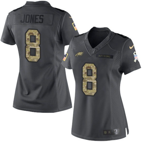 Women's Nike Philadelphia Eagles #8 Donnie Jones Limited Black 2016 Salute to Service NFL Jersey - Ujersey