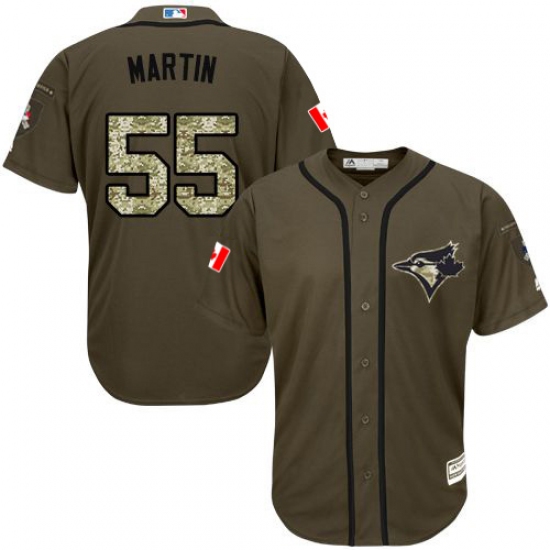 Men's Majestic Toronto Blue Jays #55 Russell Martin Replica Green Salute to Service MLB Jersey - Ujersey
