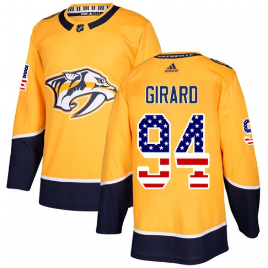 Men's Adidas Nashville Predators #94 Samuel Girard Authentic Gold USA Flag Fashion NHL Jersey - Ujersey