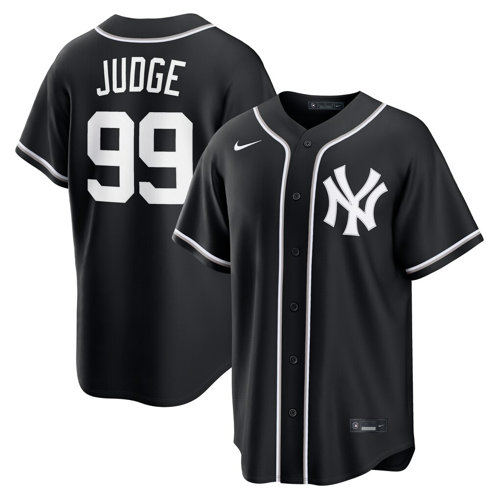 Men's New York Yankees Aaron Judge Nike Fashion Replica Black Out Jersey - SUjersey01