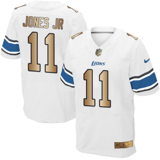 Men's Nike Detroit Lions #11 Marvin Jones Jr Elite White/Gold NFL Jersey - Ujersey