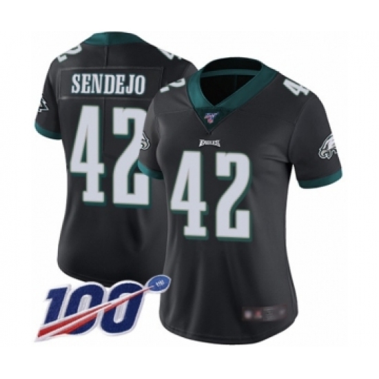 Women's Philadelphia Eagles #42 Andrew Sendejo Black Alternate Vapor Untouchable Limited Player 100th Season Football Jersey - Ujersey