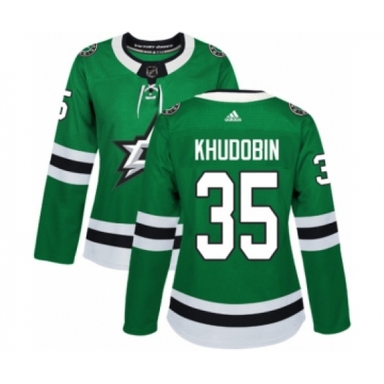 Women's Adidas Dallas Stars #35 Anton Khudobin Premier Green Home NHL Jersey - Ujersey