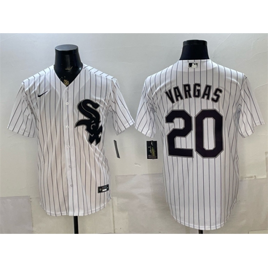 Men's Chicago White Sox #20 Miguel Vargas White Home Stitched Baseball Jersey - Ujersey