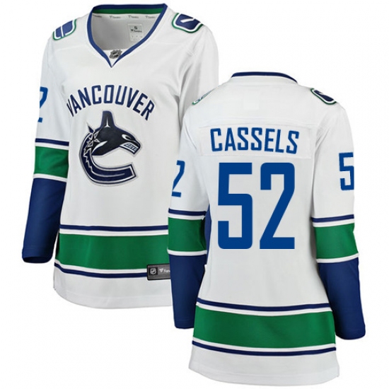 Women's Vancouver Canucks #52 Cole Cassels Fanatics Branded White Away Breakaway NHL Jersey - Ujersey