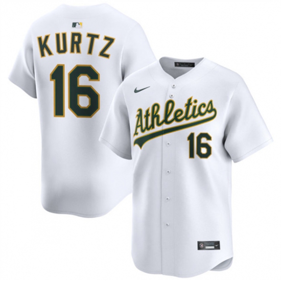 Men's Oakland Athletics #16 Nick Kurtz White 2024 Home Limited Stitched Jersey - Ujersey