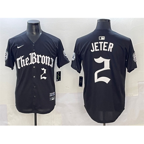 Men's New York Yankees #2 Derek Jeter Black 'Gothic Legacy Edition' Vapor Premier Limited Stitched Baseball Jersey - Ujersey