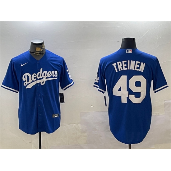 Men's Los Angeles Dodgers #49 Blake Treinen Royal Cool Base Stitched Baseball Jersey - Ujersey
