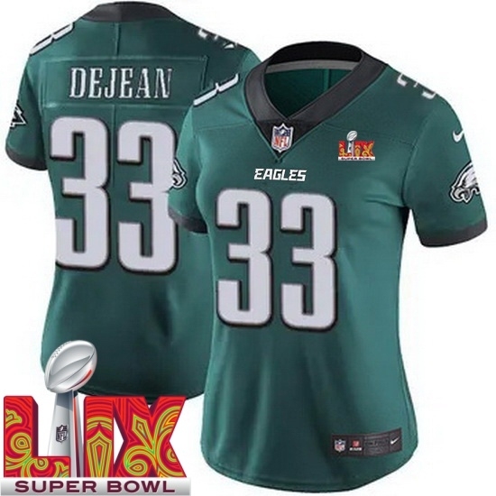 Women Philadelphia Eagles Cooper DeJean #33 Green 2024 2025 Super Bowl LIX F U S E Stitched NFL Jersey - Ujersey