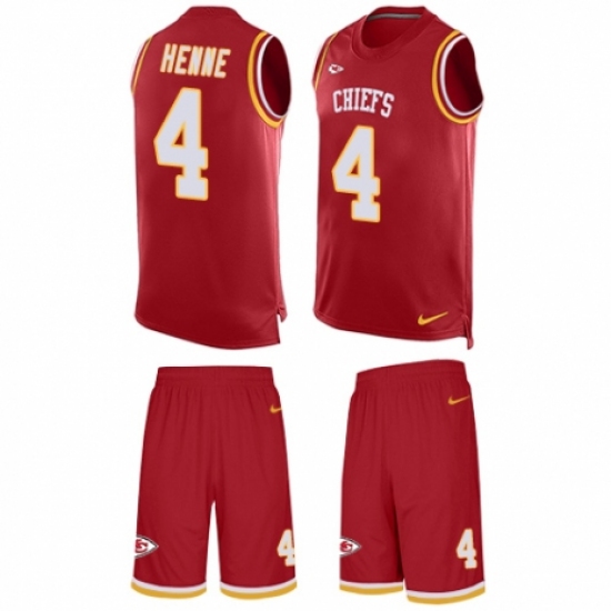 Men's Nike Kansas City Chiefs #4 Chad Henne Limited Red Tank Top Suit NFL Jersey - Ujersey