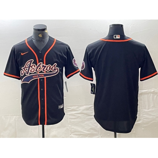 Men's Houston Astros Blank Black With Cool Base Stitched Baseball Jersey - Ujersey