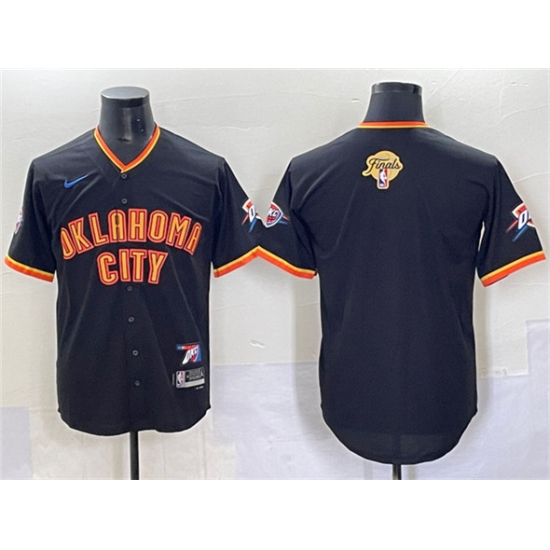 Men's Oklahoma City Thunder Blank Black 2025 Finals Vapor Stitched Baseball Jersey - Ujersey