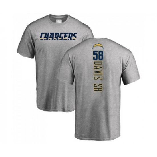 Football Los Angeles Chargers #58 Thomas Davis Sr Ash Backer T-Shirt - Ujersey