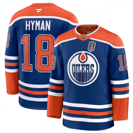 Men's Edmonton Oilers #18 Zach Hyman Royal 2025 Stanley Cup Final Stitched Hockey Jersey - Ujersey