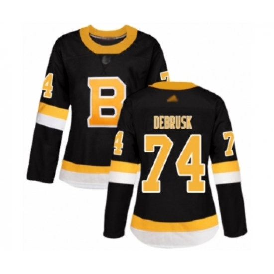 Women's Boston Bruins #74 Jake DeBrusk Authentic Black Alternate Hockey Jersey - Ujersey