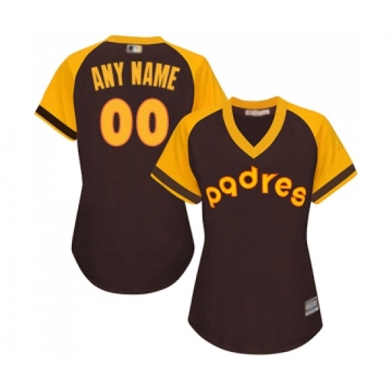 Women's San Diego Padres Customized Replica Brown Alternate Cooperstown Cool Base Baseball Jersey - Ujersey