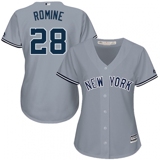 Women's Majestic New York Yankees #28 Austin Romine Replica Grey Road MLB Jersey - Ujersey
