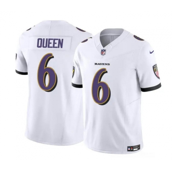 Men's Baltimore Ravens #6 Patrick Queen White 2023 F.U.S.E. Vapor Limited Football Stitched Jersey