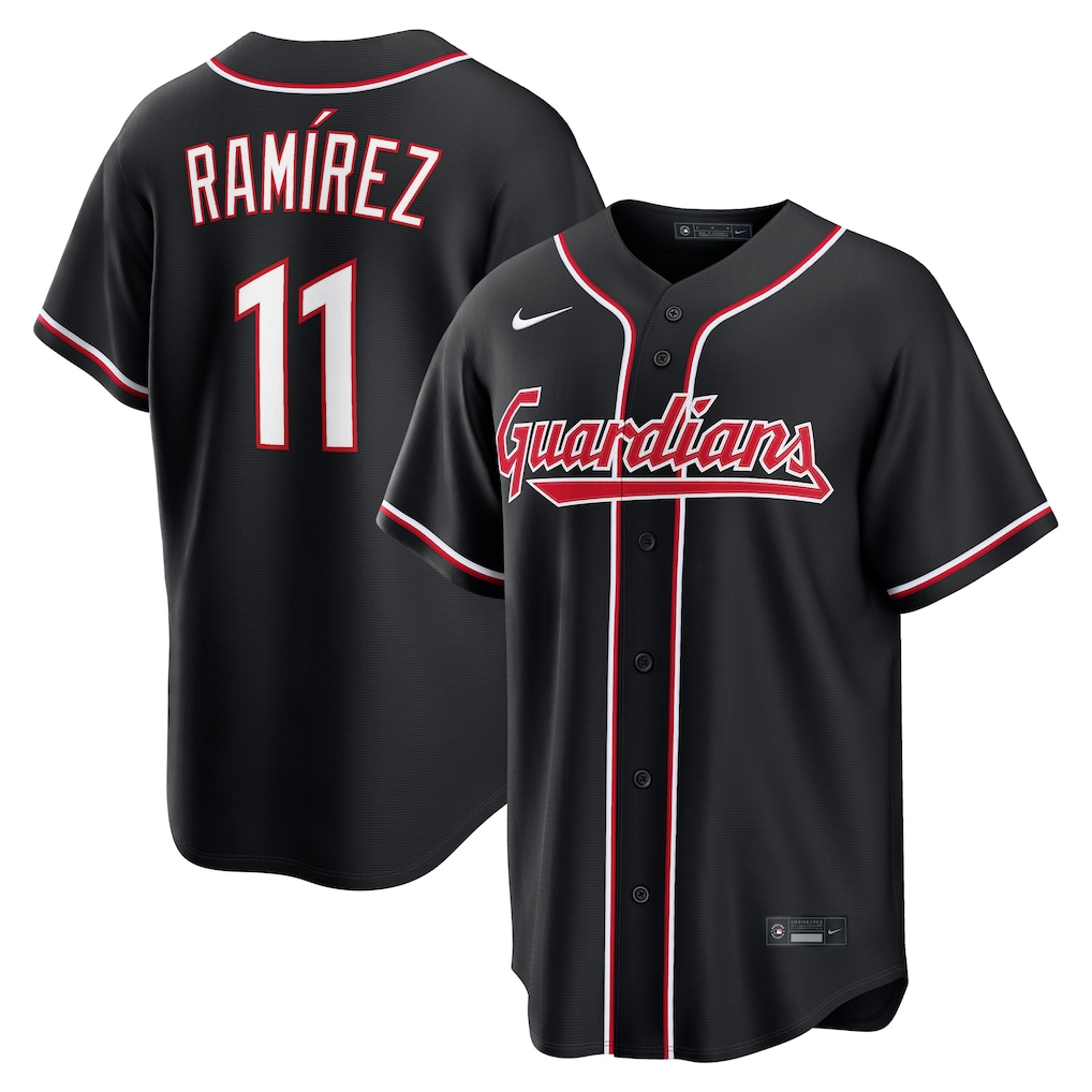 Men's Cleveland Guardians José Ramírez Nike Fashion Replica Black Out Jersey - Ujersey Shop