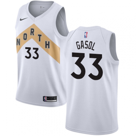 Men's Nike Toronto Raptors #33 Marc Gasol White NBA Swingman City Edition 2018-19 Jersey - Ujersey