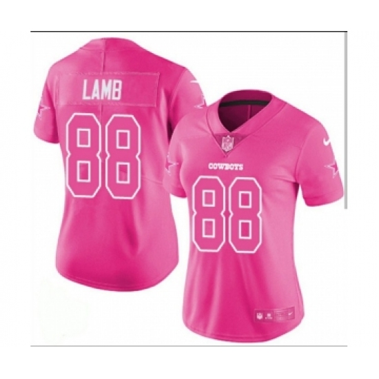 Women's NFL Dallas Cowboys #88 CeeDee Lamb Pink Limited Stitched Jersey(Run Small) - Ujersey