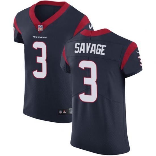 Men's Nike Houston Texans #3 Tom Savage Navy Blue Team Color Vapor Untouchable Elite Player NFL Jersey - Ujersey