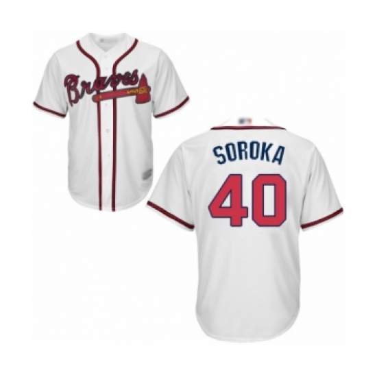 Youth Atlanta Braves #40 Mike Soroka Authentic White Home Cool Base Baseball Jersey - Ujersey