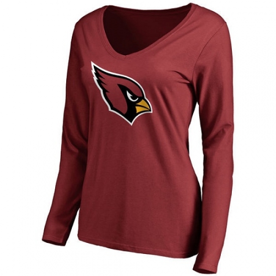 NFL Women Arizona Cardinals Pro Line Maroon Primary Team Logo Slim Fit Long Sleeve T-Shirt - Ujersey