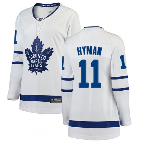 Women's Toronto Maple Leafs #11 Zach Hyman Authentic White Away Fanatics Branded Breakaway NHL Jersey - Ujersey