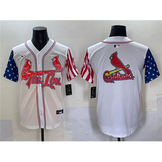 Men's St. Louis Cardinals Team Big Logo White Independence Day Vapor Premier Limited Stitched Baseball Jerseys - Ujersey