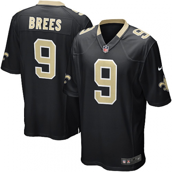 Men's Nike New Orleans Saints #9 Drew Brees Game Black Team Color NFL Jersey - Ujersey