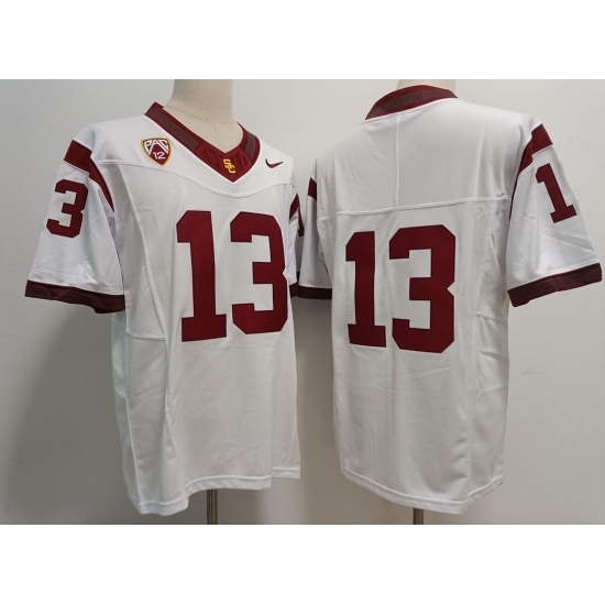 Men's Nike USC Trojans Caleb Williams #13 2023 F U S E Stitched White Football Jersey - Ujersey