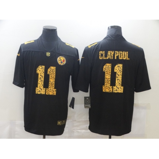 Men's Pittsburgh Steelers #11 Chase Claypool Black Nike Leopard Print Limited Jersey - Ujersey