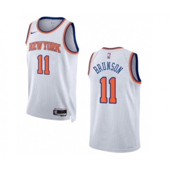 Men's New York Knicks #11 Jalen Brunson White Stitched Basketball Jersey - Ujersey