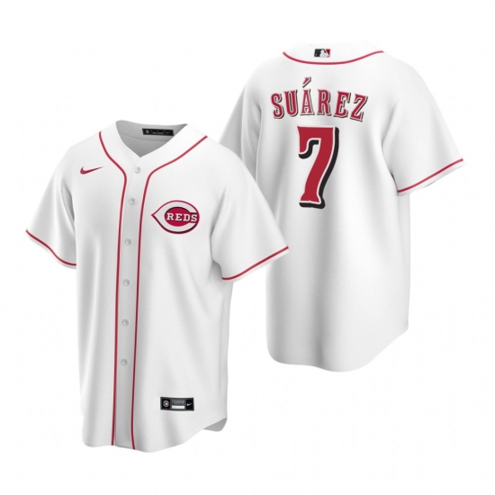 Men's Nike Cincinnati Reds #7 Eugenio Suarez White Home Stitched Baseball Jersey - Ujersey