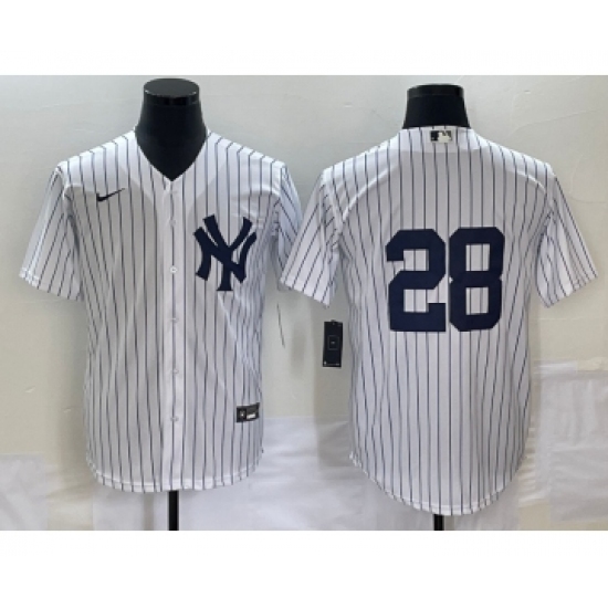 Men's New York Yankees #28 Josh Donaldson No Name White Cool Base Stitched Baseball Jersey - Ujersey