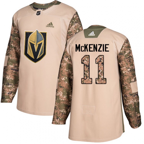 Men's Adidas Vegas Golden Knights #11 Curtis McKenzie Authentic Camo Veterans Day Practice NHL Jersey - Ujersey