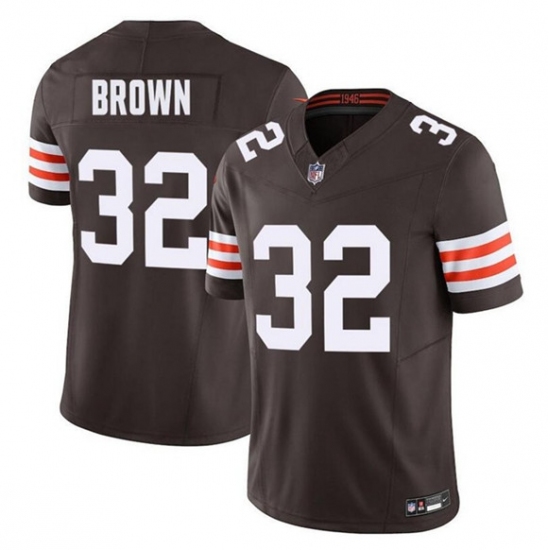 Men's Cleveland Browns #32 Jim Brown Brown F.U.S.E. Vapor Limited Football Stitched Jersey - Ujersey