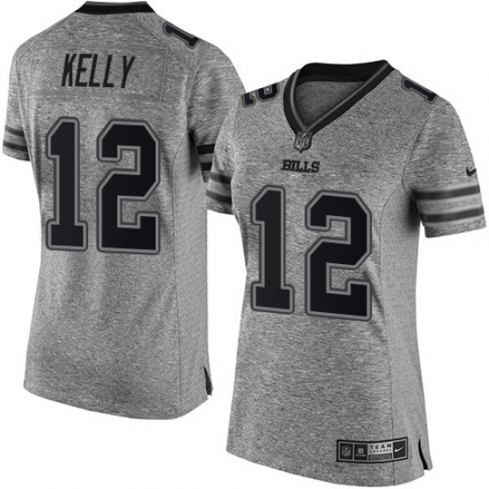 Women's Nike Buffalo Bills #12 Jim Kelly Limited Gray Gridiron NFL Jersey - Ujersey